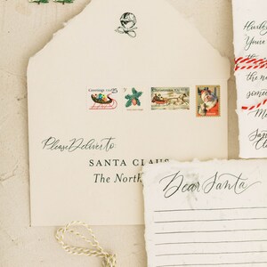 Letter TO Santa Claus Writing Kit with Handmade Fern Paper, Washi Tape, Pen, 3D Stickers, Vintage Stamps image 6