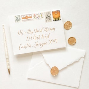 ONE Keepsake Envelope Handmade Addressed in Calligraphy with Vintage Postage and Wax Seal for Styling NOT MAILABLE zdjęcie 7