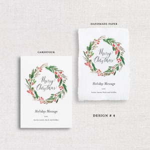 SEMI CUSTOM Christmas Holiday Cards Set of 25 featuring Watercolor and Calligraphy on Carsdstock OR Handmade Paper image 4