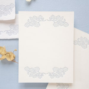 Hydrangea Hand-drawn Letterpressed in Blue Place Cards on Handmade Paper or A2 Note Cards onCardstock Set of 5 image 5