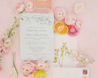 DEPOSIT LISTING for Custom Wedding or Event Stationery or Invitations featuring Watercolor/Calligraphy/Crests/Illustrations