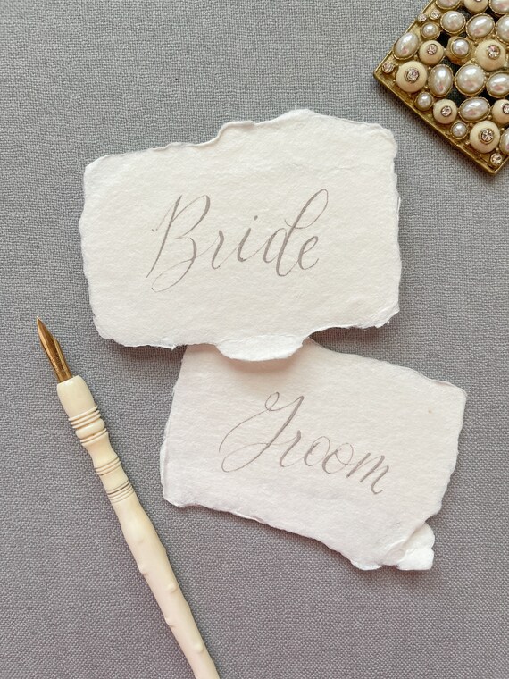 Bride and Groom Wedding Place Cards Handmade Paper Set of - Etsy