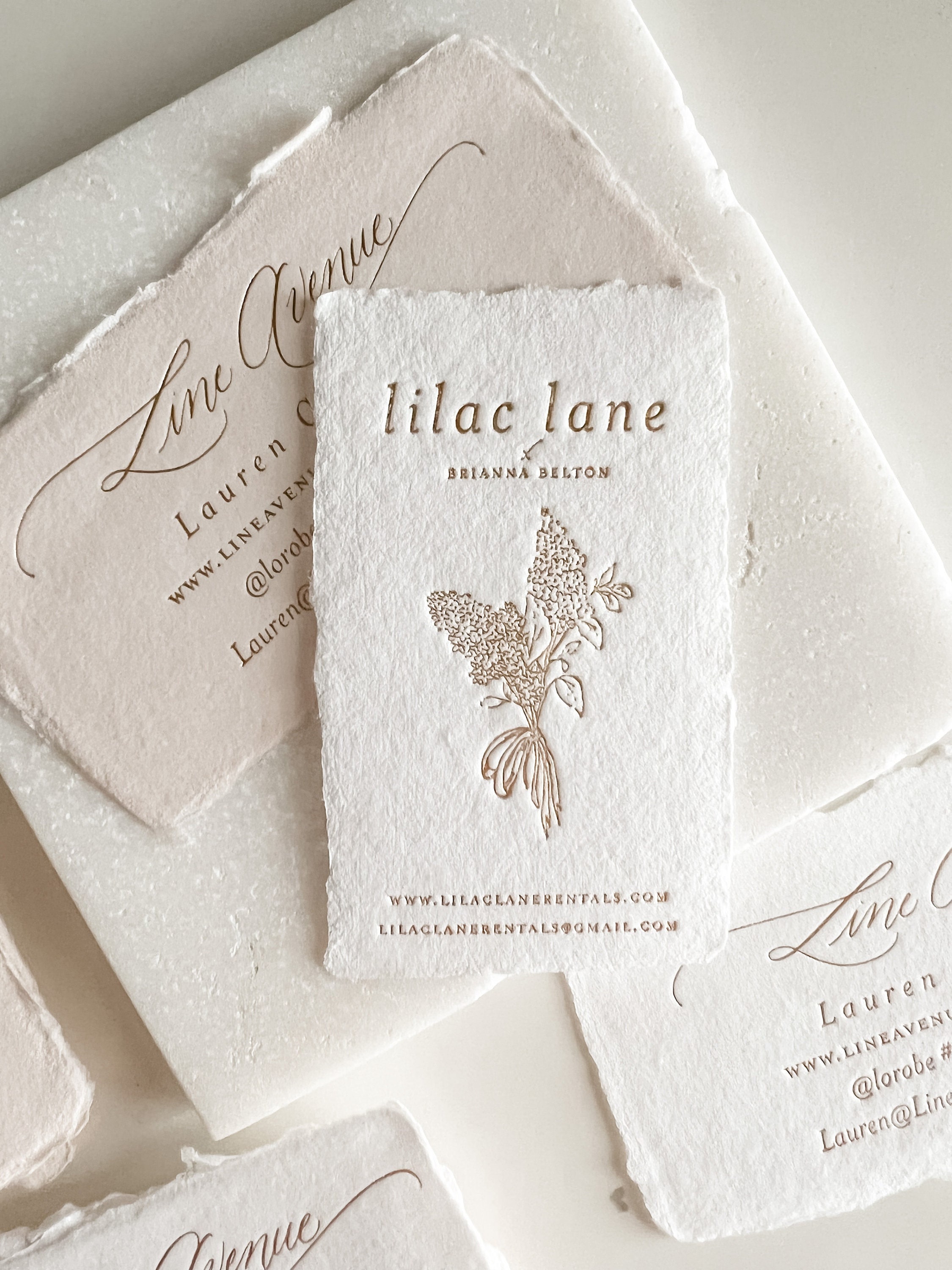 Custom Foil Pressed Business Cards on WHITE Handmade Paper OR ...