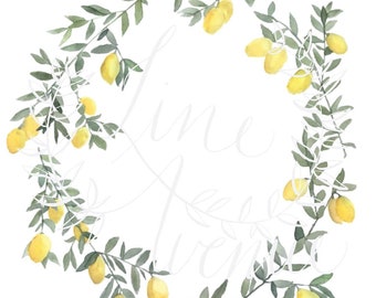 Watercolor Lemon Wreath Download