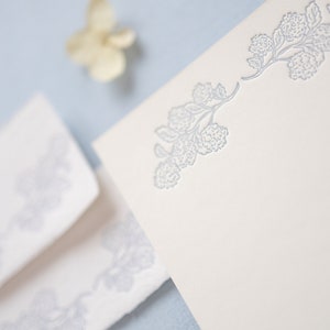 Hydrangea Hand-drawn Letterpressed in Blue Place Cards on Handmade Paper or A2 Note Cards onCardstock Set of 5 image 7