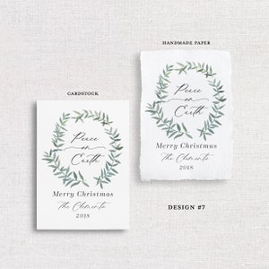 SEMI CUSTOM Christmas Holiday Cards Set of 25 featuring Watercolor and Calligraphy on Carsdstock OR Handmade Paper image 7