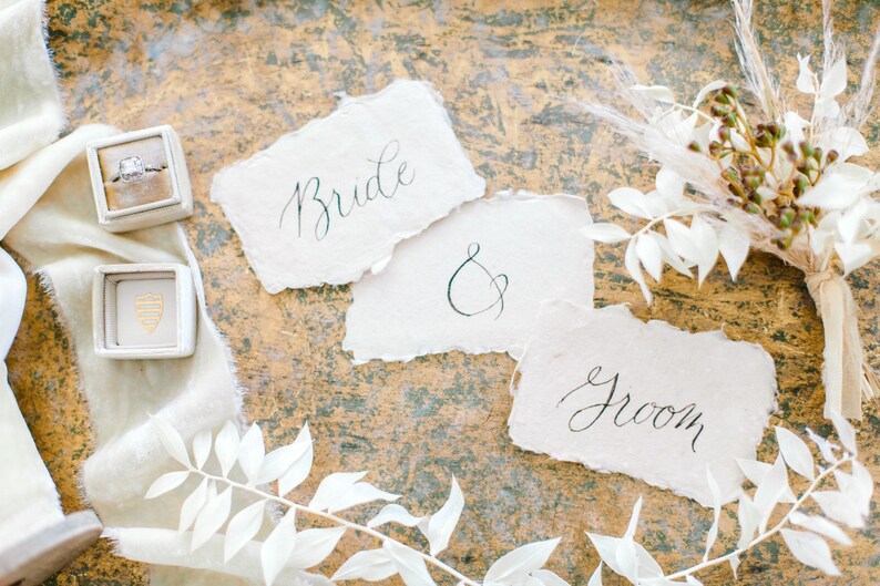Bride and Groom Wedding Place Cards Handmade Paper Set of | Etsy