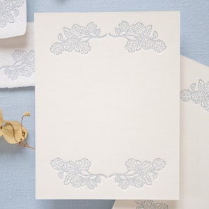 Hydrangea Hand-drawn Letterpressed in Blue Place Cards on Handmade Paper or A2 Note Cards onCardstock Set of 5 CardStock Note Cards