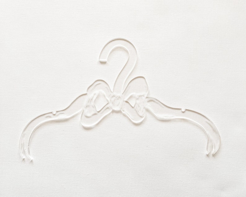 Bow Hanger Clear Acrylic Lazer Cut and Engraved Adult and Child sizes wedding dress hanger image 4