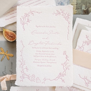 Conjunto de convites de casamento em tipografia LISTA DE VITRINE para caligrafia ou sinalização com papel feito à mão ou cartolina