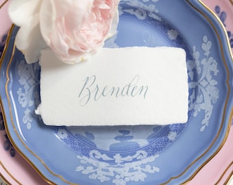 Handmade Paper Place Cards with Handwritten Calligraphy for Weddings or Events