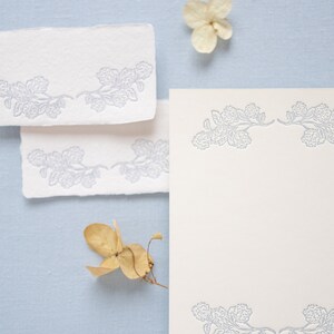 Hydrangea Hand-drawn Letterpressed in Blue Place Cards on Handmade Paper or A2 Note Cards onCardstock Set of 5 image 6