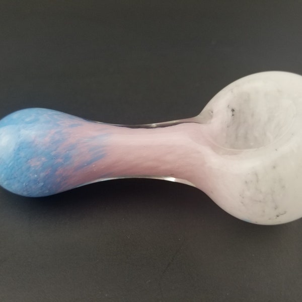Sky Blue, Pink, and White Girly Glass Spoon Tobacco Pipe