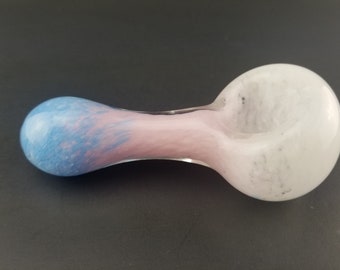 Sky Blue, Pink, and White Girly Glass Spoon Tobacco Pipe