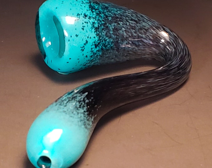 Featured listing image: Vibrant Glass Sherlock Pipe with teal and black