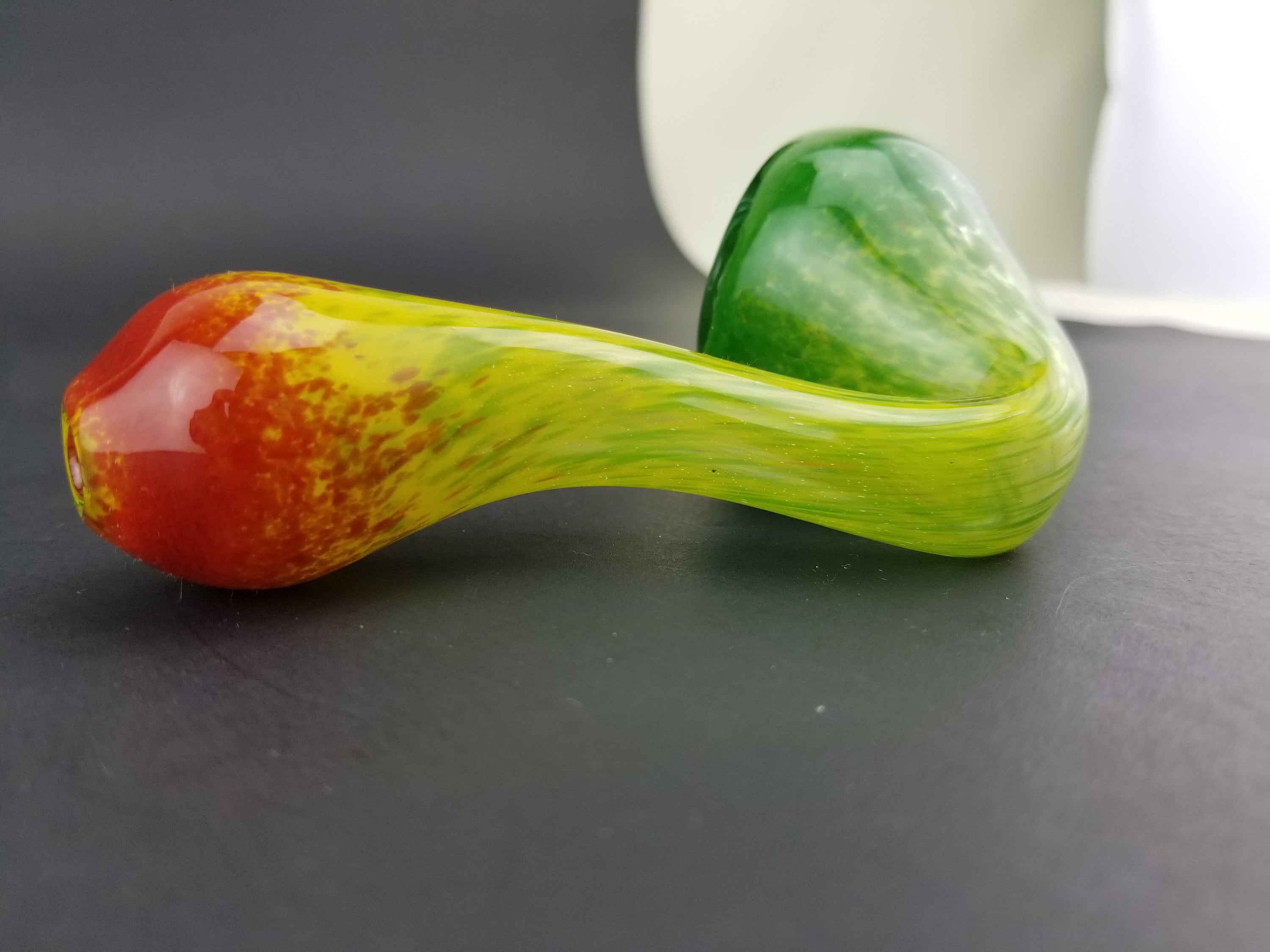 Red Yellow and Green Rasta Handmade Glass Sherlock Pipe 