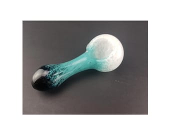 Glass pipe with black, teal, and white