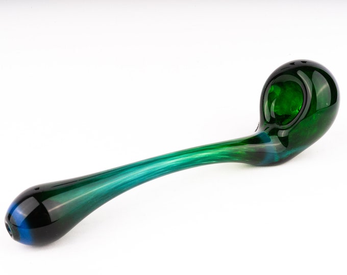 Featured listing image: Glass Gandalf pipe with experimental green