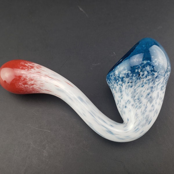 Red, White and Blue Handmade Glass Sherlock, Colors of the Grateful Dead