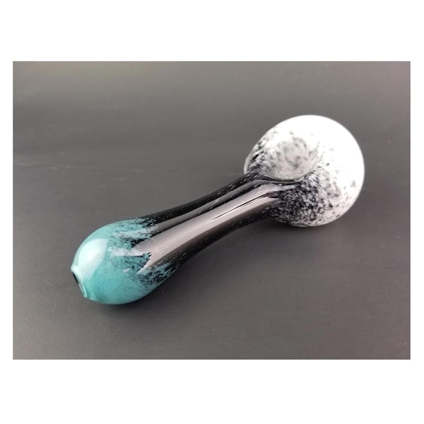 Glass Pipe with teal, black and white