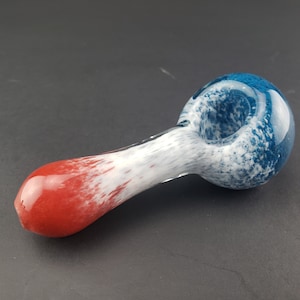 Fumed on Color Spoon Style Glass Tobacco Pipe 