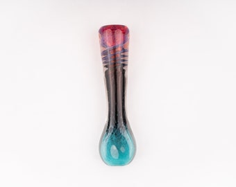 Chillum pipe pour filles en verre bleu sarcelle, noir et violet ambré
