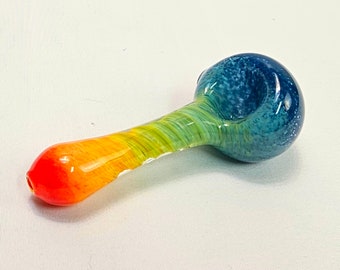 Twisted Rainbow Glass Pipe, Handmade Smoking Bowl