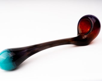 Teal, Black, and Amber Purple Girly Glass Gandalf Sherlock Pipe