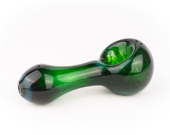 Experimental green glass pipe. emerald smoking bowl