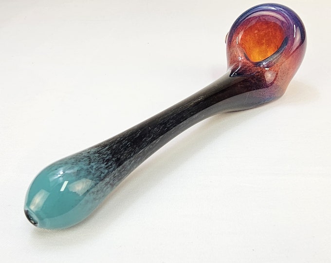 Featured listing image: Teal, Black, and Amber Purple Girly Glass Gandalf Sherlock Pipe