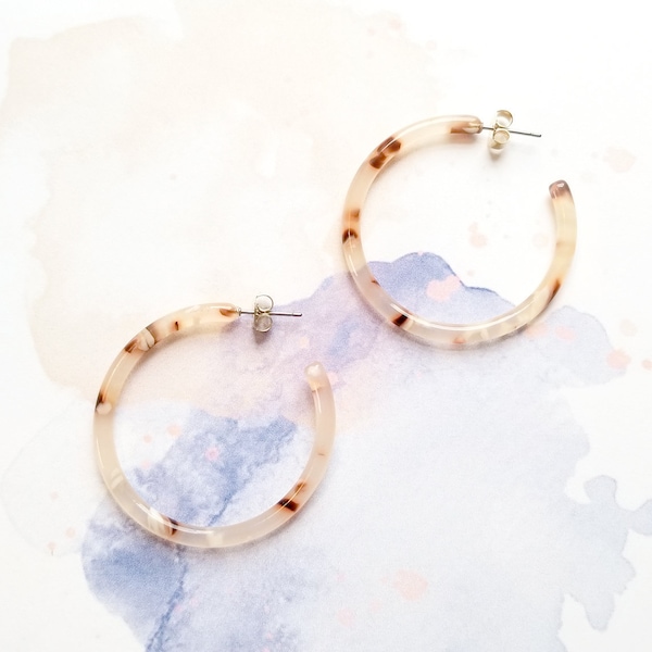 Emma rouge blush tortue boucles d’oreilles, boucles d’oreilles écaille de tortue, tortoise shell Hoop boucles d’oreilles, boucles d’oreilles délicates Tortoise Hoop, simple boucles d’oreilles