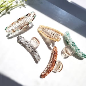 Miranda French Claw, Hair Clip, Tortoise Shell Hair Claws, Colorful Chain Link Hair Clips, Tortoiseshell Hair Accessory, Resin Jaw Claw