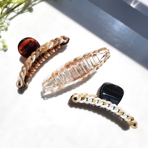 Miranda French Clips, Tortoise Shell Hair Claw, Resin Jaw Claws, Colorful Chain Link Hair Clips, Hair Clip, Tortoiseshell Hair Accessory