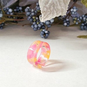 Jolie Coral Rose Resin Ring, Semi Transparent Ring, Eco Friendly Ring, BFF Couple Ring