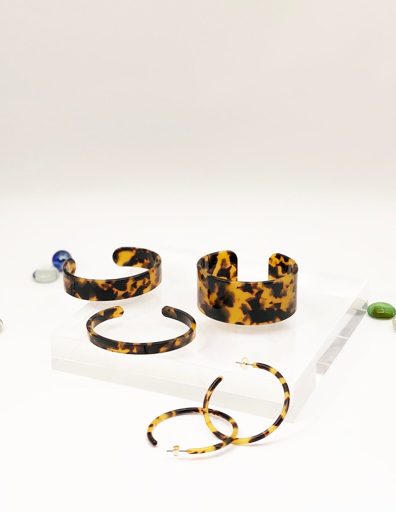 Zara Dark Gold Brown Cuff Bracelet Minimalist Tortoise Etsy