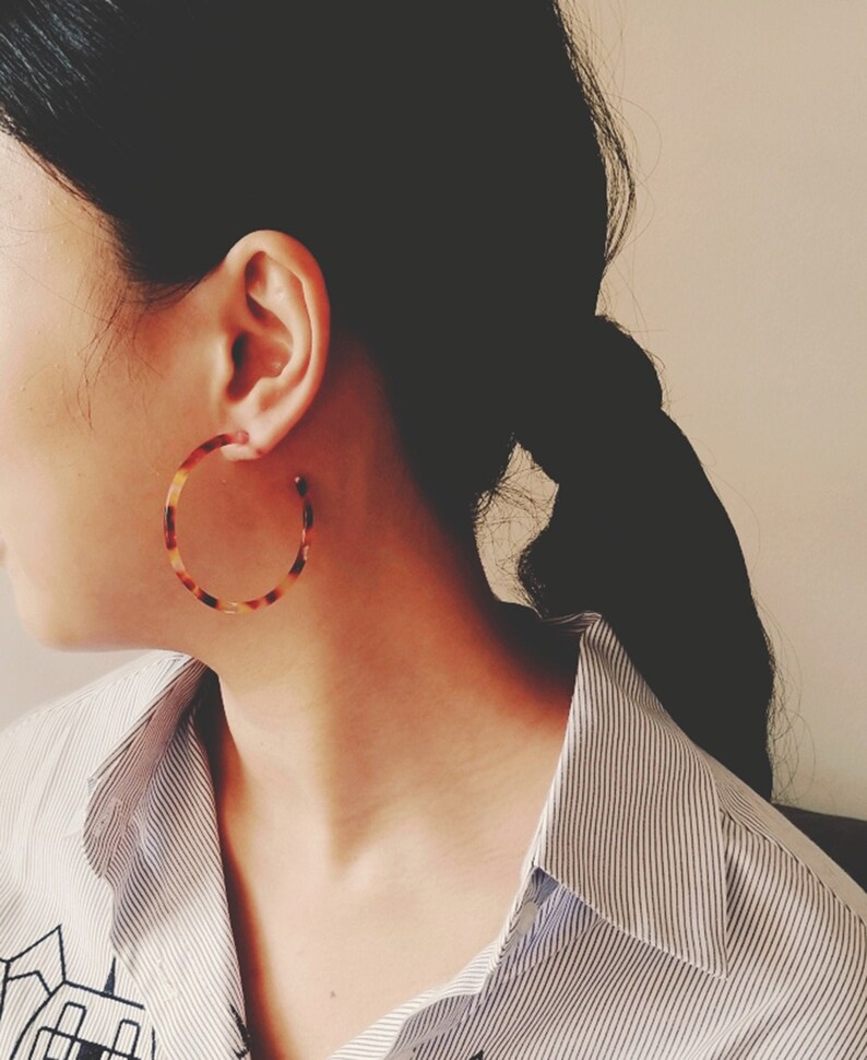 Emma Bloody Mary Minimalist Hoop Earrings Tortoise Earrings Etsy