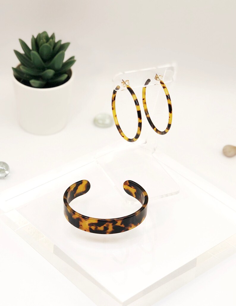 Zara Dark Gold Brown Cuff Bracelet Minimalist Tortoise Etsy