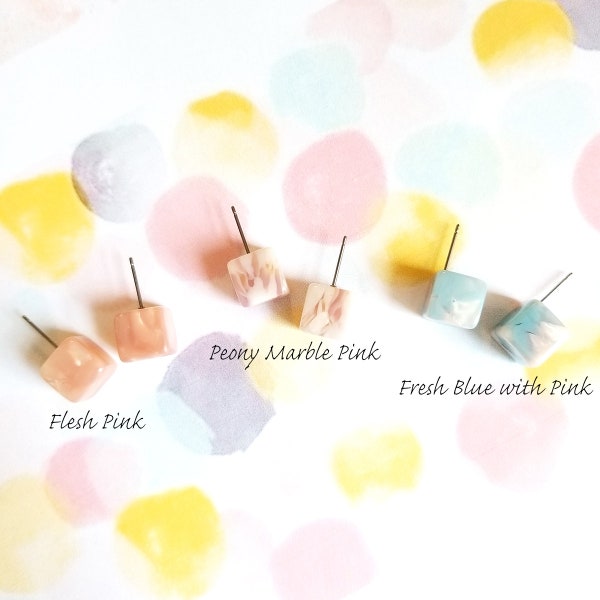 DearSoho Cube Tortoise Shell Earrings, Square Tortoise Stud Earrings, Tortoise Shell Stud Earrings, Dainty Stud Earrings, Cute Stud Earrings