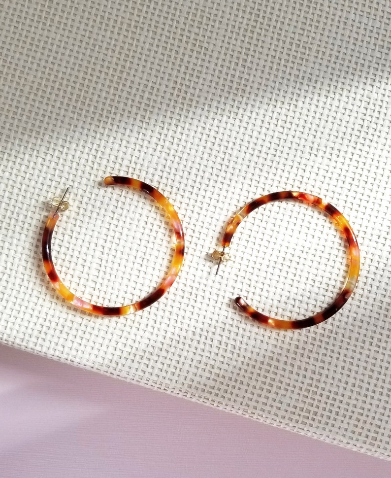 Emma Bloody Mary Minimalist Hoop Earrings Tortoise Earrings Etsy