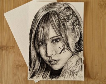 Kairi - original A6 pen sketch, one off exclusive drawing