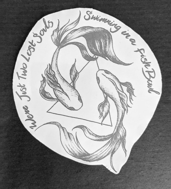 Two Lost Souls Swimming In A Fishbowl Tattoo