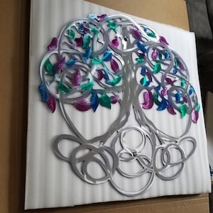 Árbol de la vida infinito de metal - Árbol de la vida de decoración de arte de pared de metal - árbol de acero hecho a mano - Colgante de pared grande al aire libre - Árbol pintado a mano personalizado