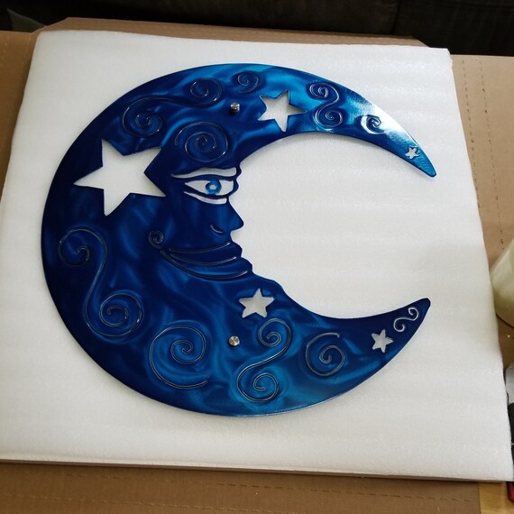 Metal Moon Wall Art Outdoor / Metal Wall Decor ETSY Large Moon Etsy