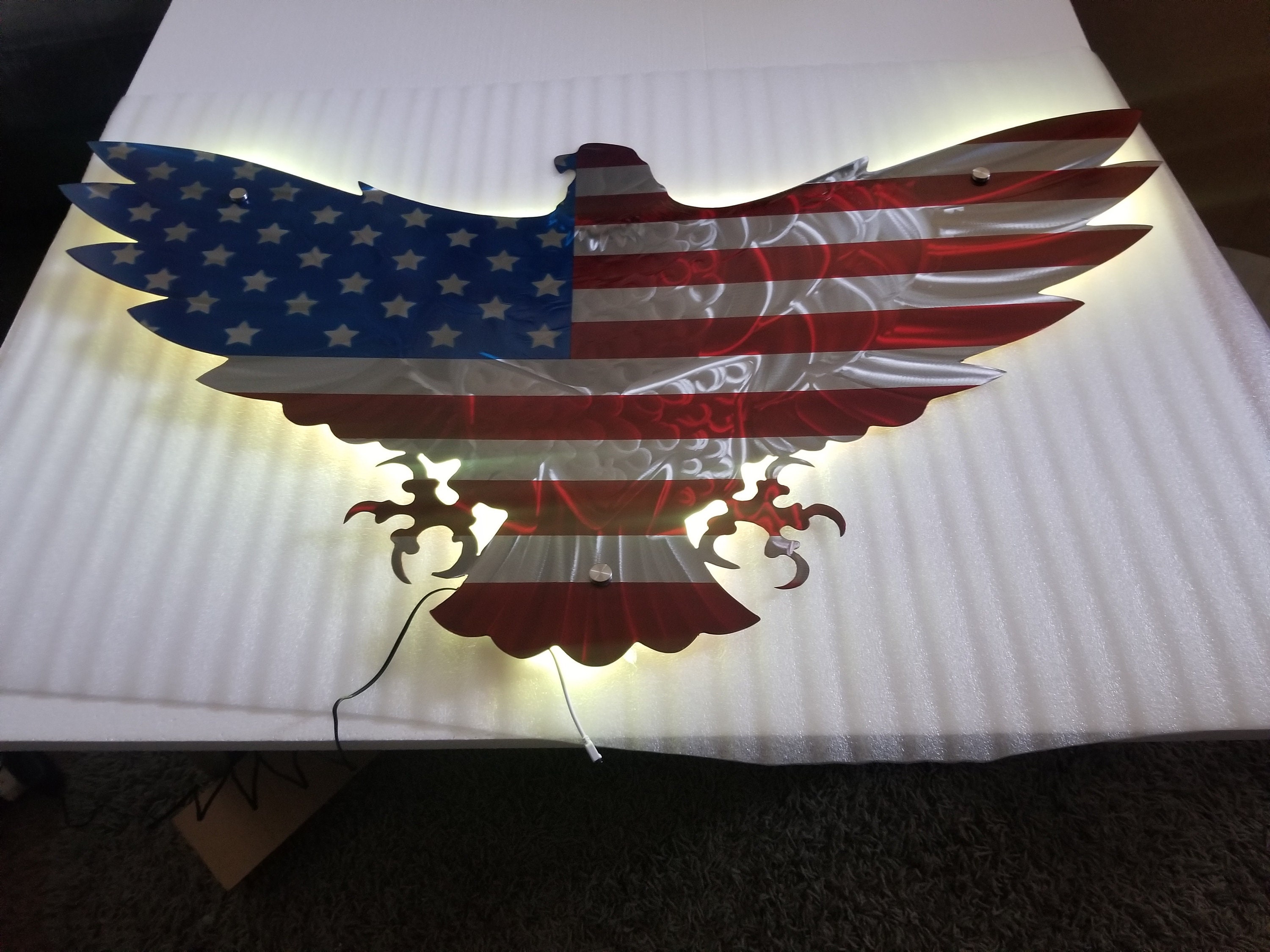 Metal American Flag Wall Art Eagle Christmas Gifts Plasma | Etsy
