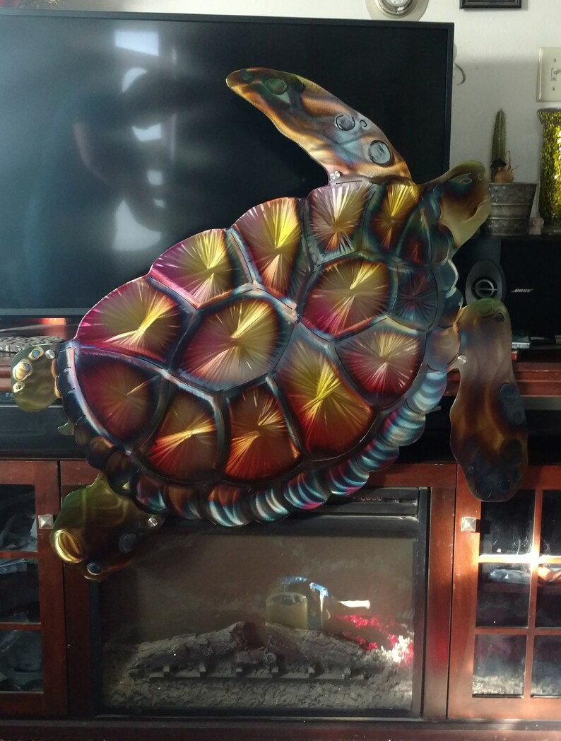 Large ocean decor turtle metal wall art decor Plasma cut ETSY Etsy