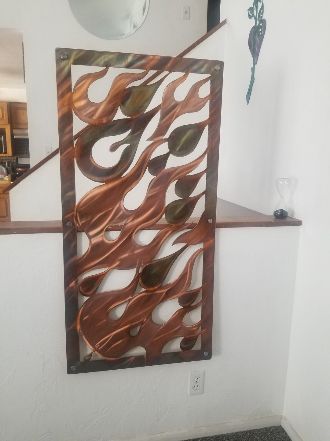Patio Decor Copper Metal Wall Sculpture Large Indoor Outdoor Etsy