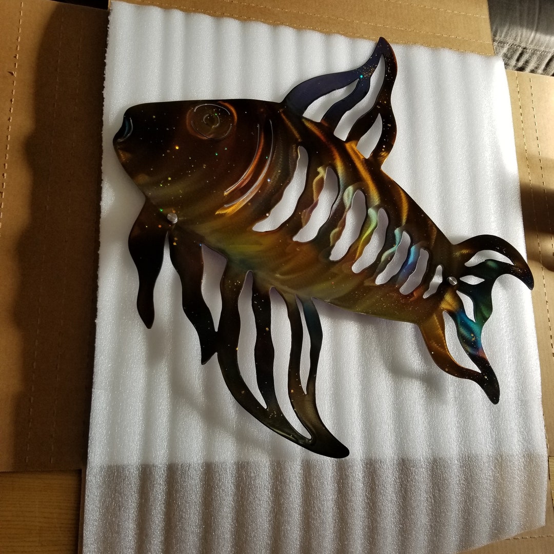 Angel Fish Metal Wall Decor Outdoor Wall Art, Plasma Cut Fish Beach