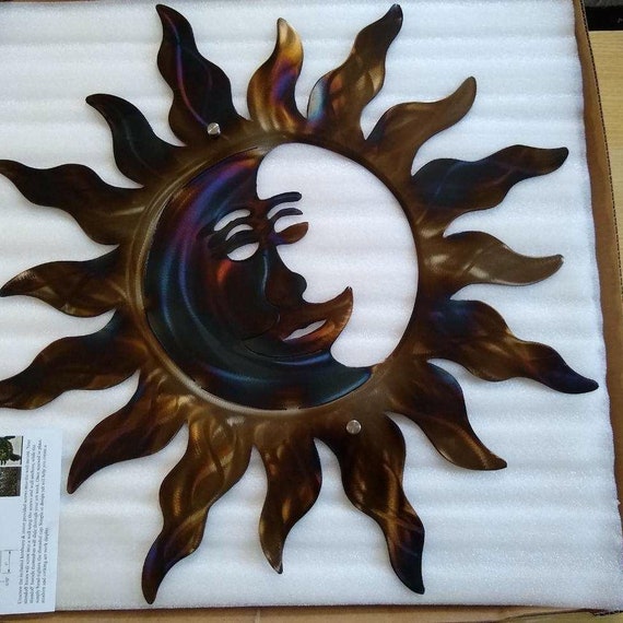 Metal Sun With Moon Large Metal Wall Art Modern Outdoor Wall Etsy