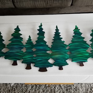 Metal wall art trees, pine tree wall decor. handmade metal tree wall hanging, living room decor, patio and garden wall art USA made art