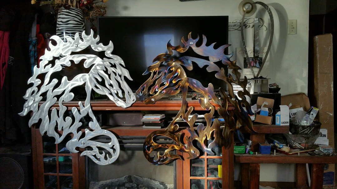 Metal Horse Head Wall Hanging Decor Handmade Southwestern Home Etsy